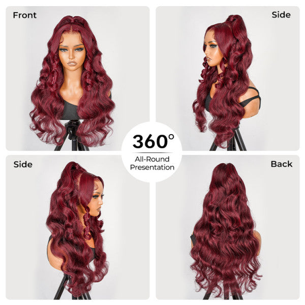 99J Pre-styled Half Up Half Down 13*4 Lace Frontal Wig Ready To Go Cap Size M