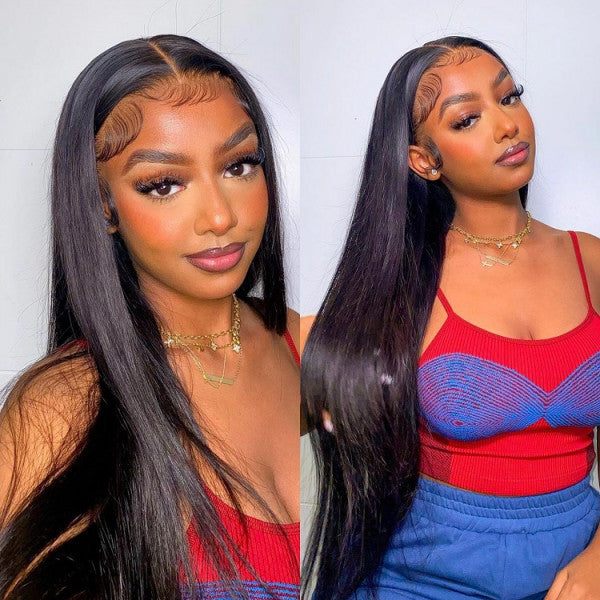 HD Lace Wigs 13*4 Frontal Wigs Skin Melt  Human Hair Wigs Pre Bleached 180% Density Straight