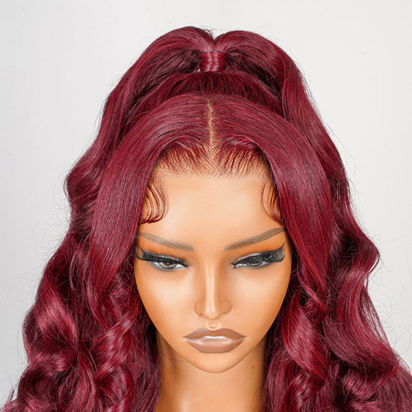99J Pre-styled Half Up Half Down 13*4 Lace Frontal Wig Ready To Go Cap Size M