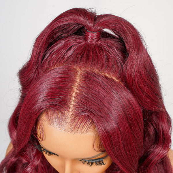 99J Pre-styled Half Up Half Down 13*4 Lace Frontal Wig Ready To Go Cap Size M