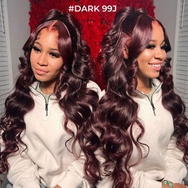 99J Pre-styled Half Up Half Down 13*4 Lace Frontal Wig Ready To Go Cap Size M