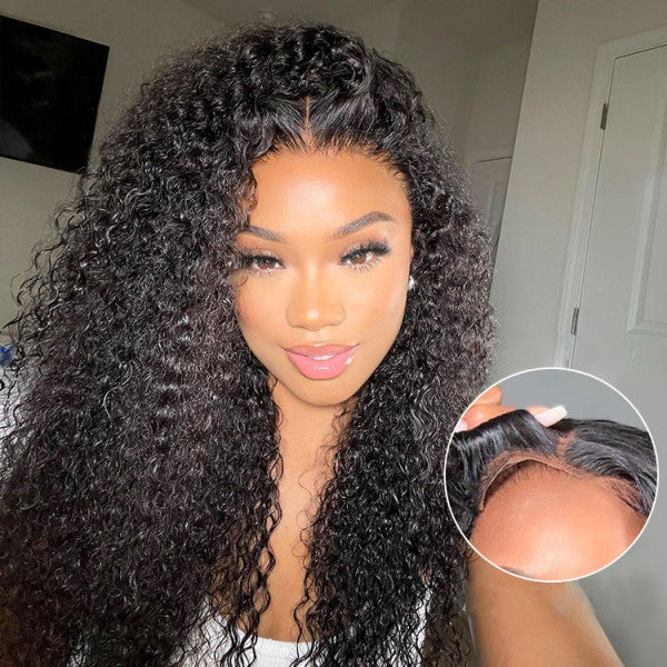 Deep Wave Wig 100% Human Hair Swiss Lace Curly Hair HD Lace Front Wig 180% Density 13*4