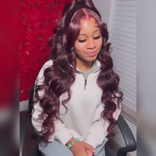 99J Pre-styled Half Up Half Down 13*4 Lace Frontal Wig Ready To Go Cap Size M